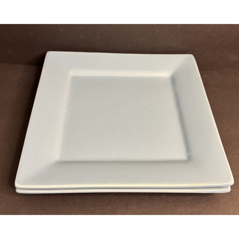 10 Strawberry Street Nova Dinner Plates Square Blue Turquoise Teal 10" Set of 2